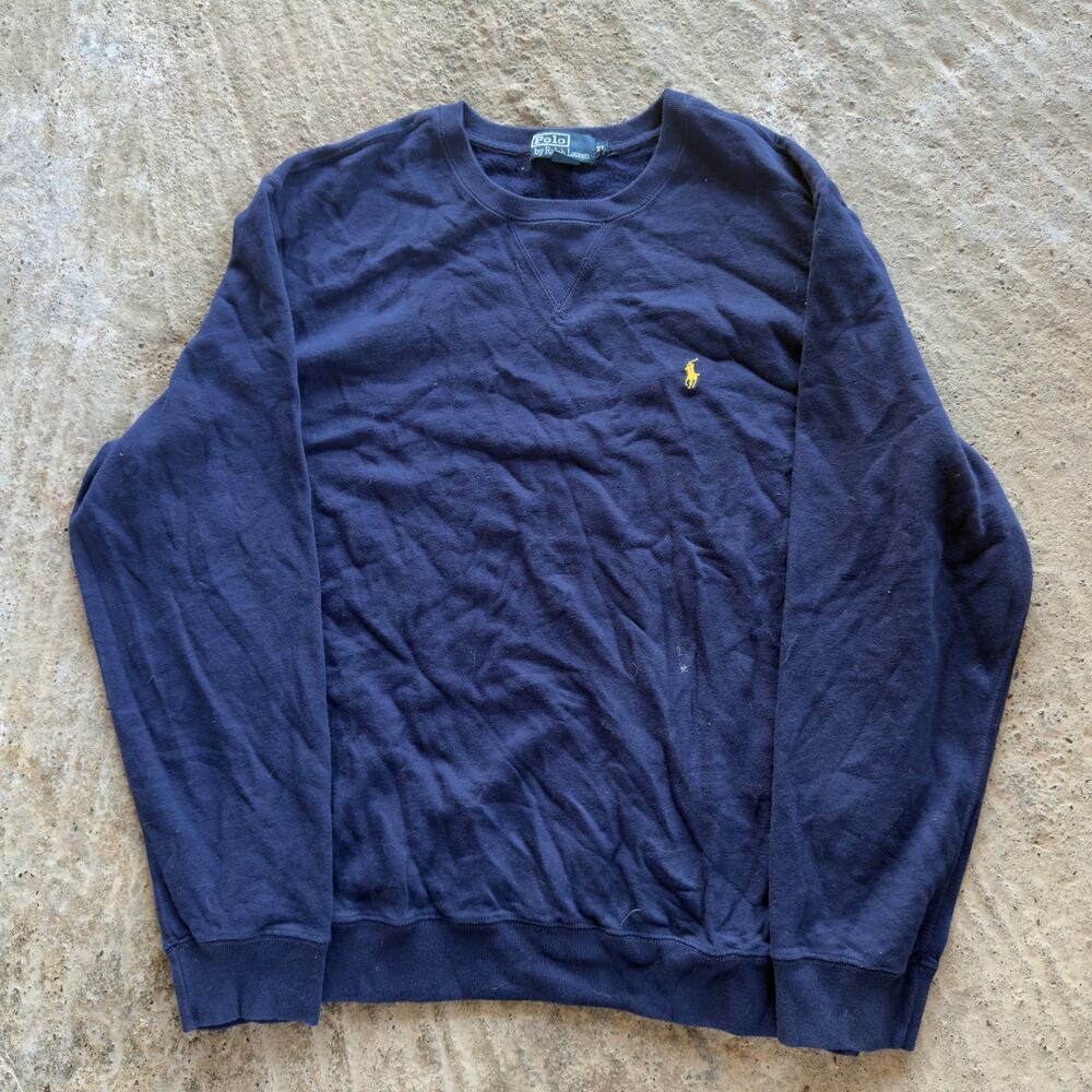 Vintage Polo Ralph Lauren Sweatshirt Crewneck Men's XL Navy Blue 90s 00s Preppy